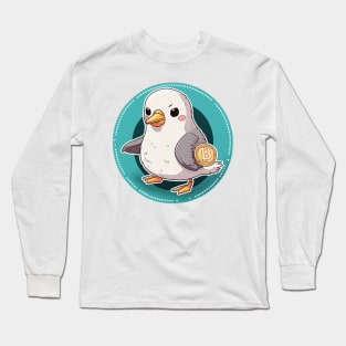 Cute Bird with Bitcoin Coin - Perfect for Crypto Lovers! Long Sleeve T-Shirt